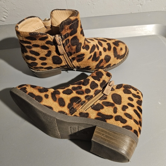 Lov Mark Little Girls 12 Leopard Print Kids Ankle Boots Gold Zipper Small Heel - Picture 7 of 7